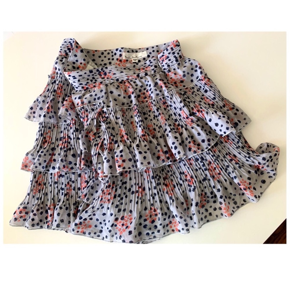 B+AB ruffle tiered polka dot mini skirt